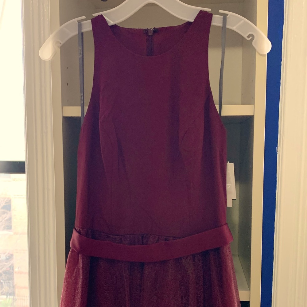 Burgundy Vera Wang White Bridesmaid Dress